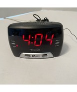 Westclox Large 1.4” Red LED Digital FM Clock Radio w/t 2 USB Charging Ports - $14.23