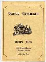 Harrop Restaurant Dinner Menu Stelles Avenue Milton Ontario  - £22.15 GBP