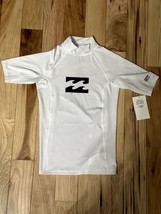 Billabong Unisex Swim Rashgaurd Shirt White Kids L/14 NWT Short Sleeve High Neck - £18.39 GBP