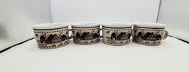  Set Of 4Vintage Soup Mugs Ice Cream Bowls Stoneware Farmhouse/barn Unbr... - $417.17 MXN
