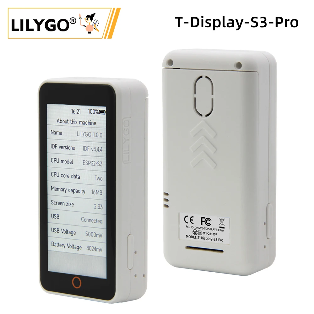 Basic-Version white LILYGO® T-Display-S3-Pro ESP32-S3 Touch Display 2.33-inch LC - £44.76 GBP
