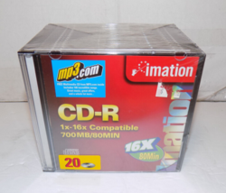 Imation Compact Discs CD-R 1-16x Compatible 20 Pack With Jewel Cases New Sealed - £15.46 GBP