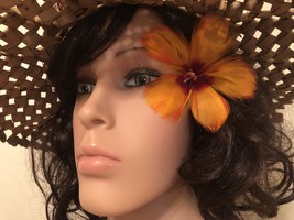 Exotic Hibiscus Feather Flower Earpick,Bridal Wear,Hawaiian Wear,Feather Flowers - £24.11 GBP