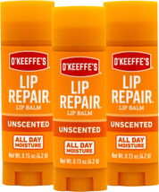 Unscented Lip Repair Lip Balm for Dry, Cracked Lips, Stick, (Pack of 3) - £19.93 GBP