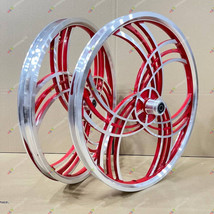 Pair of 20&quot; Bicycle Mag Wheels Set 6 SPOKE RED FOR GT DYNO HARO any BMX ... - $111.85