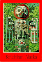 Postcard Alaska Ketchikan Saxman Totem Park Sun and Raven Totem Pole  6 x 4 ins. - £2.30 GBP