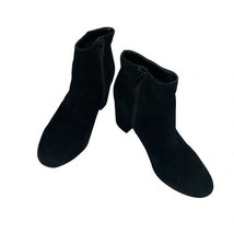 INC International Concepts Ankle Booties Block Heel Floriann Black Suede 7.5 - £21.36 GBP