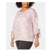 Ideology Womens Plus 3X Tie-Dye Crewneck Sweatshirt Tie Sleeve Blush Pink New - £15.83 GBP