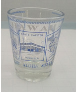 Vintage blue etched Hawaii the aloha  state shot glass travel souvenir b... - $19.75