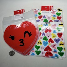 24 Smiling Hearts and 18 Kissy Face Heart Emoji Resealable Party Favor Bags - £4.35 GBP