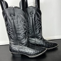 Larry Mahan Nocona Boots Exotic Black Ostrich Quill Cowboy Size 10 B - £162.68 GBP