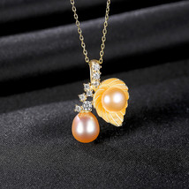 Jewelry S925 Silver Pendant Necklace Women Fashion Leaf Pearl - £21.39 GBP