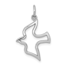 10K White Gold Holy Spirit Dove Charm Religious New 25 X 16mm Jewerly - £34.62 GBP
