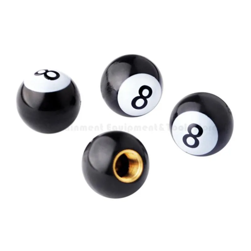 4pcs Universal Tire Valve Stem Caps Billiards Black 8 Ball Shape Auto Car Truck  - $30.38