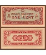 Burma P-M9b, 1 Cent,  Japanese Invasion Money (JIM ) 1942 UNC B/CO block - $5.44 CAD