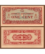 Burma P-M9b, 1 Cent,  Japanese Invasion Money (JIM ) 1942 UNC B/CO block - £3.12 GBP