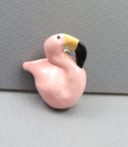 Handmade Ceramic Flamigo Brooch / Pin Pink Flamingo Sitting - $8.59