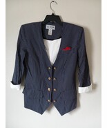 R J Stevens By Carol Escritor 2 piece Blouse &amp; Shorts Set Size 6 Blue Ch... - $539.36 MXN