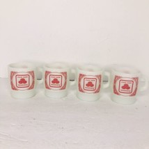 Vintage State Farm Milk Glass Coffee Mugs Anchor Hocking USA Stackable Set Of 4 - $34.55