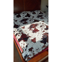 Cow Print Blanket Flannel Blanket - Brown &amp; White - King Size - Soft - £46.39 GBP