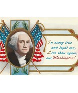 George Washington &amp; American Flags Antique Patriotic Postcard - $9.00