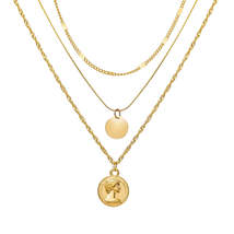 18K Gold-Plated Sequin Coin Pendant Layered Necklace - £11.21 GBP