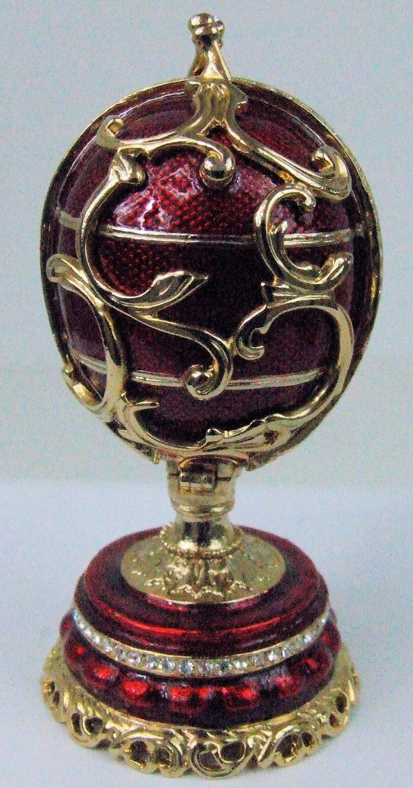 Russian Faberge Red Replica with Golden Swirls/Flowers inside E09-10A-05 - £91.27 GBP