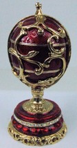 Russian Faberge Red Replica with Golden Swirls/Flowers inside E09-10A-05 - £91.63 GBP