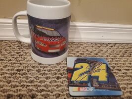 Jeff Gordon Nascar 2005 Large Coffee Mug HGL with Rubber/Soft Coaster - $185.27 MXN
