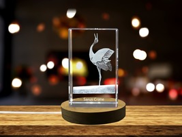 LED Base included | Sarus Crane 3D Engraved Crystal 3D Engraved Crystal Keepsake - £31.96 GBP+