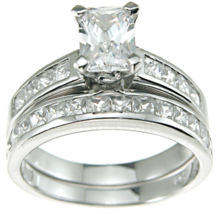 1.5 CT Sterling Silver Rhodium Finish CZ Baguette Solitaire Engagement Ring - £38.97 GBP