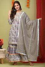 Fateh Enterprises Women&#39;s Pure Cotton Printed  Kurta with Pant &amp; Dupatta - $70.00
