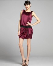NEW ABS Allen Schwartz Bordeaux Silk Drop Waist Dress (Size 2) - MSRP $4... - £63.82 GBP