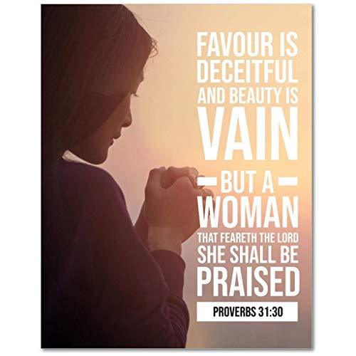 Primary image for Express Your Love Gifts Bible Verse Canvas Favour is Deceitful Proverbs 31:30 Ch