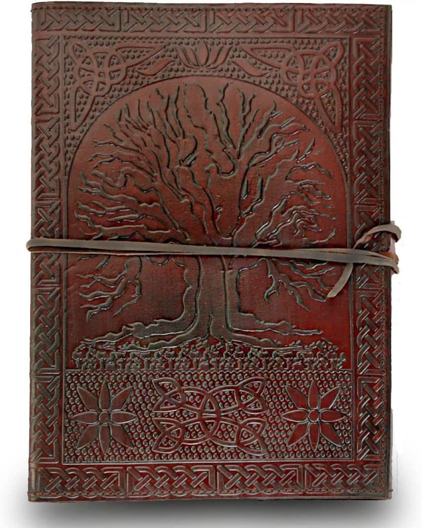 Primary image for HG-LTHR A5 Tree of life Leather Blank Book grimoire leather journal book of shad