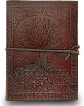 HG-LTHR A5 Tree of life Leather Blank Book grimoire leather journal book... - £27.24 GBP