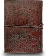 HG-LTHR A5 Tree of life Leather Blank Book grimoire leather journal book... - $34.00