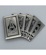 Royal Flush Belt Buckle Silver Chrome Ace of Spades Spinner Poker Playin... - $37.44 CAD
