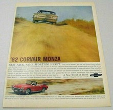 1962 Print Ad Chevy Corvair Monza &amp; &#39;62 Corvette Sting Ray Chevrolet - $14.00