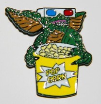 Gremlins Movie Gremlin Eating Popcorn Die-Cut Metal Enamel Pin NEW UNUSED - £6.30 GBP