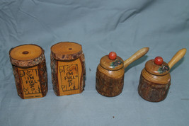 Vintage Wooden Collection of Tree Bark Made Salt and Pepper Shakers - £15.58 GBP