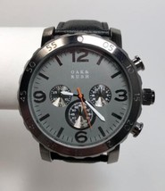 NEW Oak &amp; Rush 1704C-OR Mens Gray Dial Gunmetal Case Black Strap Oversized Watch - £16.57 GBP