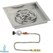 American Fireglass SS-SQPMKIT-P-18 18 in. Square Stainless Steel Drop-In... - £350.91 GBP