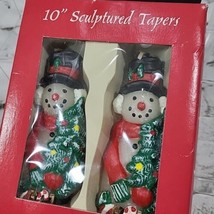 Vintage Christmas Candles Sculpture Tapers 10&quot; Snowman Figural Holiday NOS - £15.65 GBP