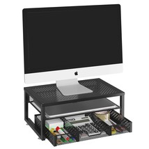 -Metal Monitor Stand Riser And Computer Desk Organizer With Drawer For Laptop, C - £34.08 GBP