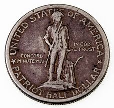1925 50C Lexington Commemorative Half Dollar in Very Fine VF Condition - $73.56