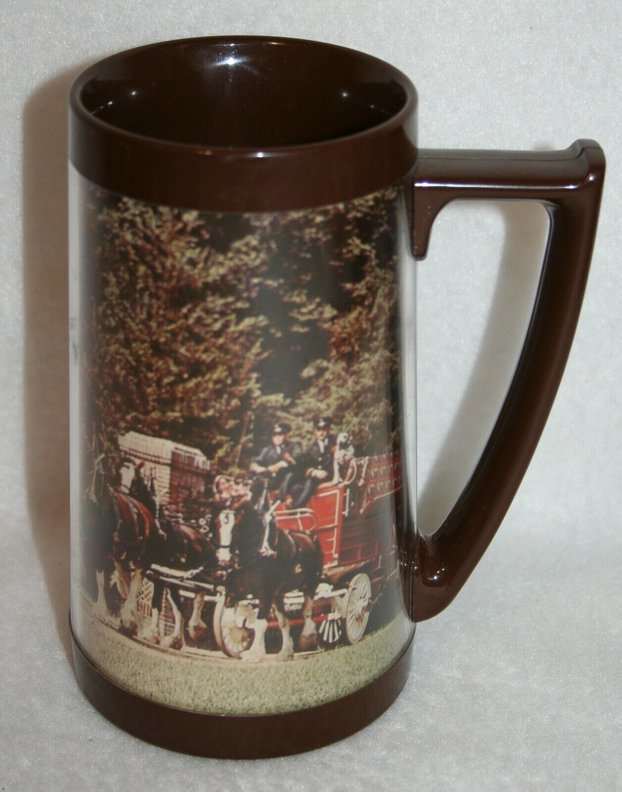 Primary image for Vintage THERMO SERV Budweiser Clydesdale Horses & Wagon MUG CUP Beer Bud Light