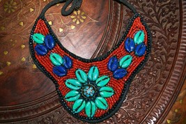 Vintage Tibetan Coral and Shells Bib Necklace - £22.86 GBP