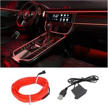 EL Wire Interior Car LED Strip Lights USB 5V Auto Neon Light with Sewing Edge 16 - £15.05 GBP