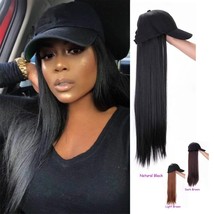 24&quot; Long Straingt Synthetic Hair Hat for Women Adjustable Baseball Cap with Hair - £22.05 GBP